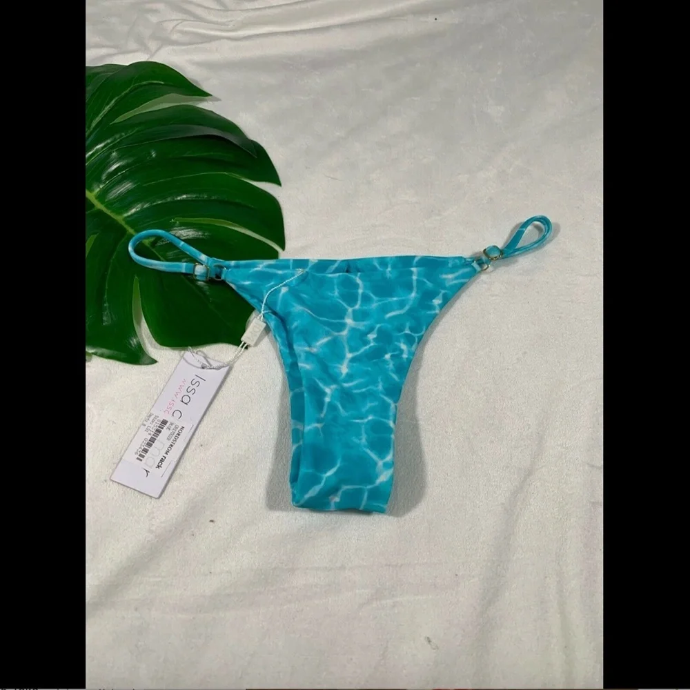 NWT $78 Issa de'‎ Mar Bondi Brazilian bikini Bottom Blue [ SZ Large ]